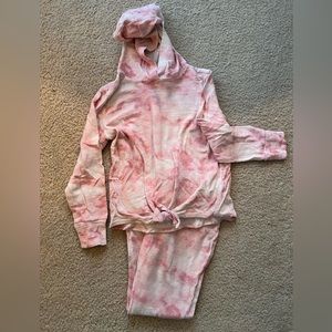 Old Navy - Pink and Cream Tie Dye Hoodie and Pants - Size 6-7 Small